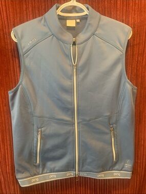 PING Womens Light Blue Zip-Front Golf Vest